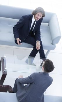 two businessmen discussing in the workplace.photo with copy space