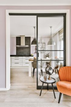 Bright dining room in a modern luxury house