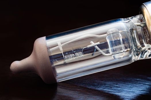 close-up of electric bulb headlight