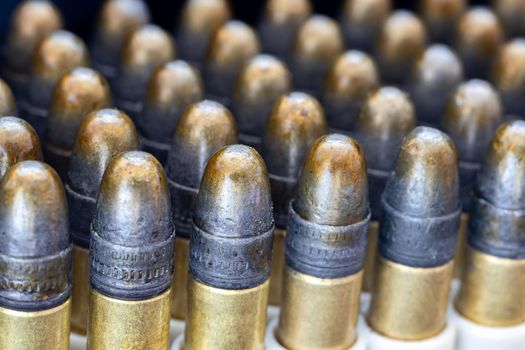 Close up of bullets. Ammunition