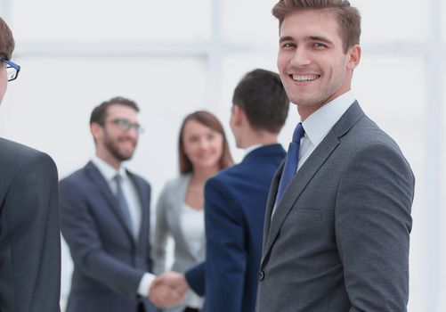 businessman meets business partners in office