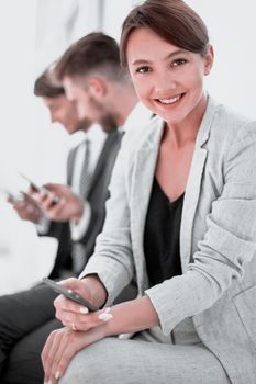 portrait of a young business woman.people and technology