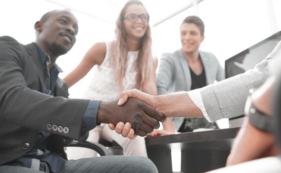 handshake business people in the office.photo with copy space