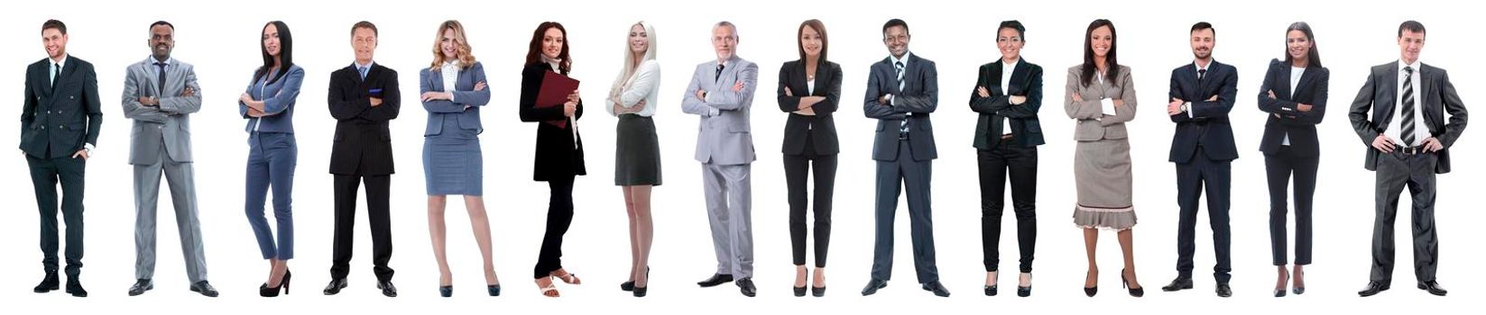 Group of smiling business people. Isolated over white background