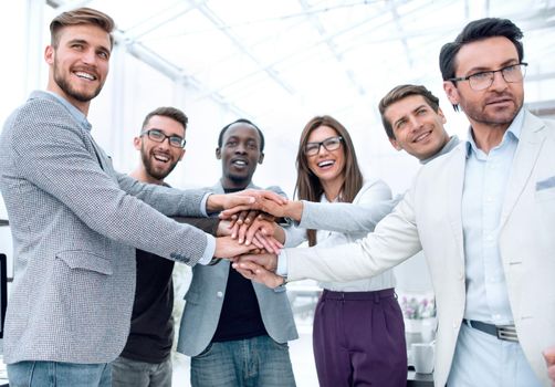 Business People teamwork stacking hands showing unity , teamwork Business concept