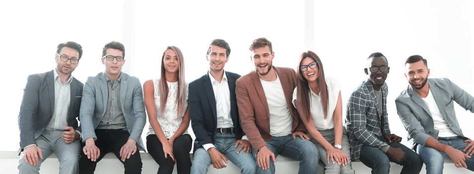 group of young people are waiting for an interview, sitting in the office lobby.photo with copy space