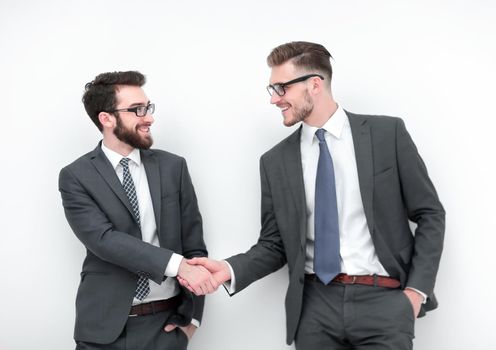 handshake of two business people.isolated on light background