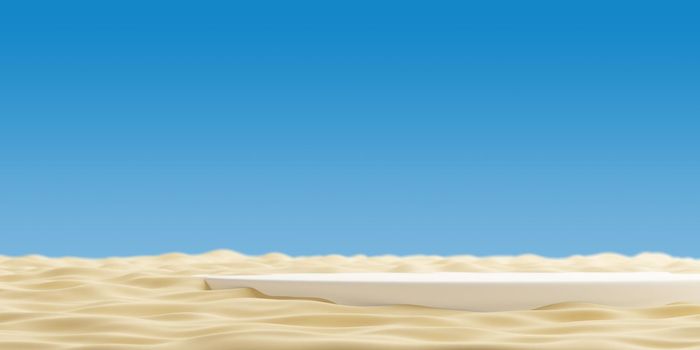 Podium on sand beach product display Minimal summer 3D render
