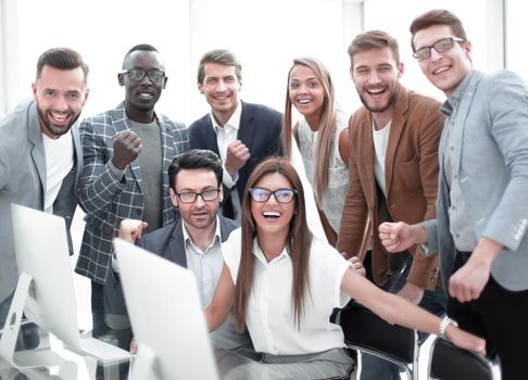 happy business team in the workplace.success concept