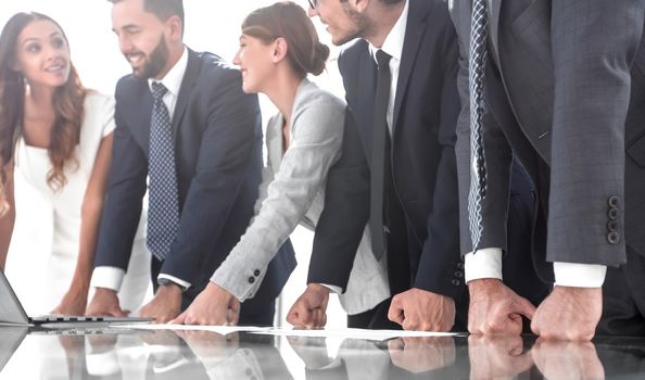 business team standing near the office Desk.people and technology