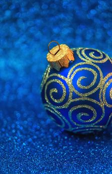 Christmas tree decorations on a shiny background. Vibratory focus. Holiday.