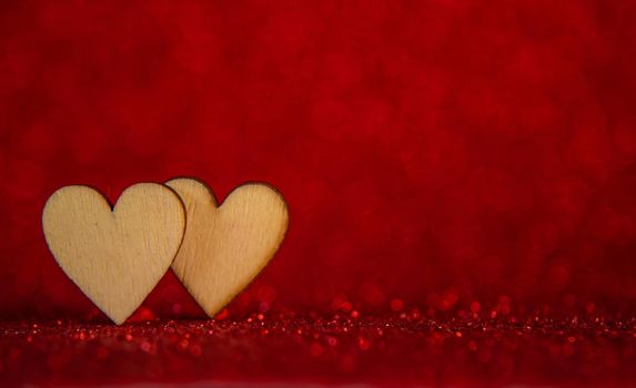 Shiny background with valentine heart. Selective focus. Love.