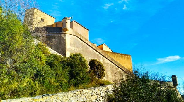 Detail of the ancient castle of San Giovanni in Finale Ligure in Liguria, the castle was built in 1780