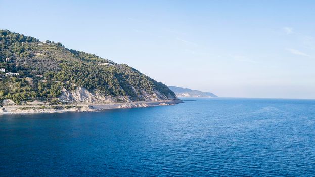 Aerial view of the Ligurian coast of the Ponenete Riviera