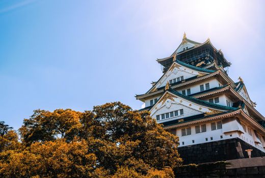 The Osaka castle in Osaka, Japan, is the famous landmark and popular tourist destination of Osaka.