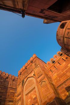 Heritage site Agra Fort (or Red Fort)  in India