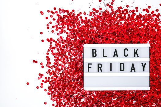 Lightbox with text BLACK FRIDAY on white background, Sale shopping concept. Online shopping Template Black friday sale mockup fall thanksgiving promotion advertising Big sale. Cyber monday. Holiday