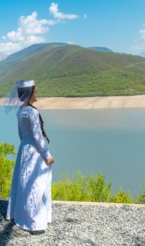 Georgian woman in national dress. Selective focus. People.