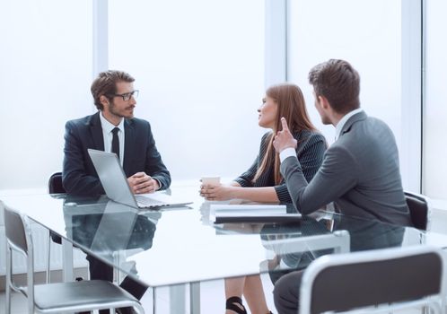 business people at a meeting in a modern office . business concept