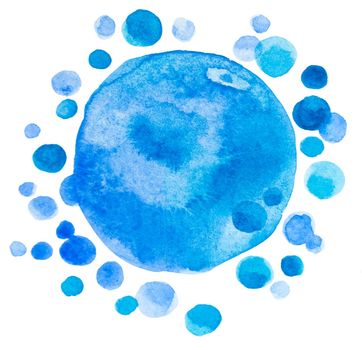 Abstract watercolor gradient blue drops background
