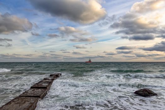 exciting sea with impressive clouds early morning