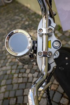 a part of a bicycle or motor. Vertical view