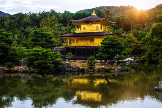 Kinkaku-ji, Golden Pavilion, Zen Buddhist temple Landmark in Kyoto, Japan