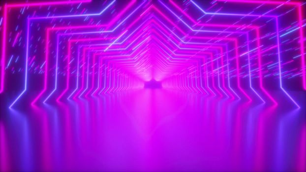 Neon tunnel. Computer generated 3d render