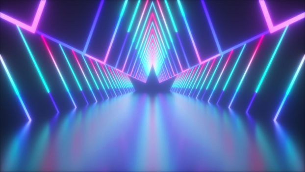 Neon tunnel. Computer generated 3d render