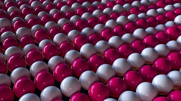 Red and white spheres. Computer generated 3d render