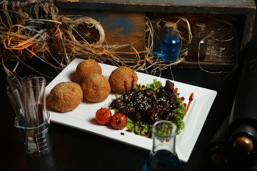 Breaded Chicken Kiev breast stuffed with butter, garlic and herbs.