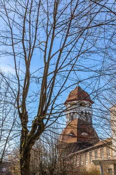 The main attraction and symbol of the city is the water tower in Svetlogorsk Raushen, Kalinigrad region, Russia, near the Baltic sea. High quality photo.