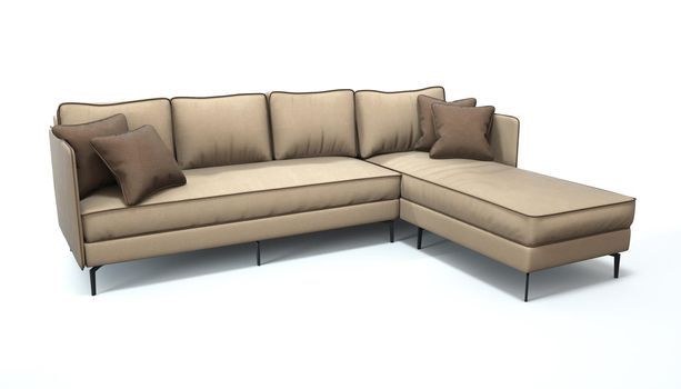 3d render of a sofa on an isolated white background. Sofa design from the catalog.