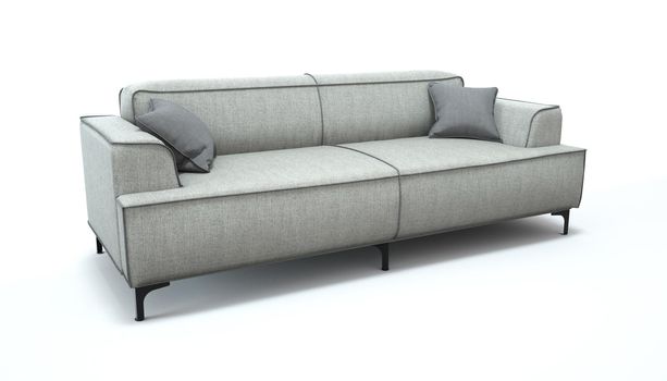 3d render of a sofa on an isolated white background. Sofa design from the catalog.