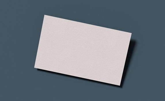3D rendering of a business card mockup. Blank paper background with shadow and texture.