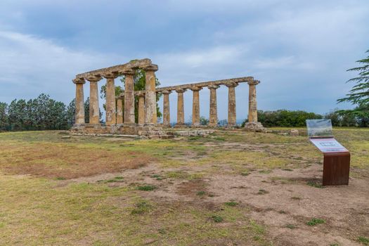 Temple of Hera from 6 century BC, archaeological site near Bernalda, Italy