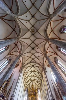 Church of St. Vita, Gothic three-nave building, Cesky Krumlov, Czech Republic