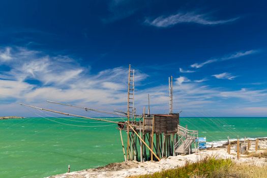 fishing towers near Vieste, NP Gargano, Foggia, Italy