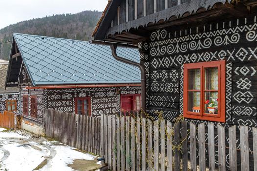 Painted folk house, UNESCO village Cicmany in Slovakia