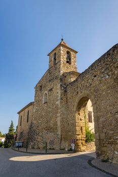 Church and old town in Vacqueyras, departement Vaucluse, Provence, France