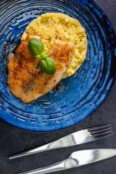 spicy fillet of white cod with couscous