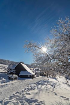 Winter landscape around Horni Mala Upa, Giant Mountains (Krkonose), Northern Bohemia, Czech Republic