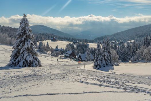 Winter landscape around Mala Upa, Giant Mountains (Krkonose), Northern Bohemia, Czech Republic