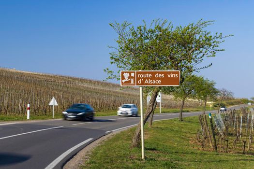 Wine road near Colmar, Alsace, France