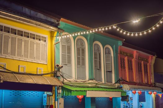 Street in the Portugese style Romani in Phuket Town. Also called Chinatown or the old town.