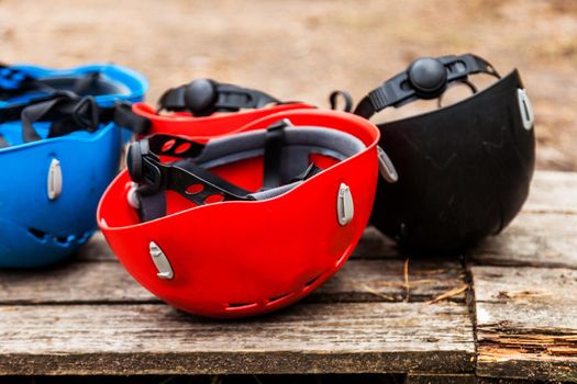 helmet for climbing safety and rope town.