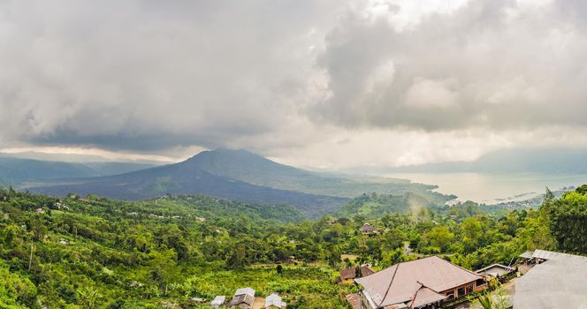 Landscape of Batur volcano on Bali island, Indonesia.