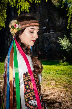Beautiful Ukrainian girl in national Ukrainian clothes.