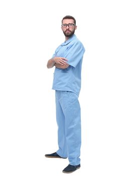 portrait of male surgeon isolated on white background