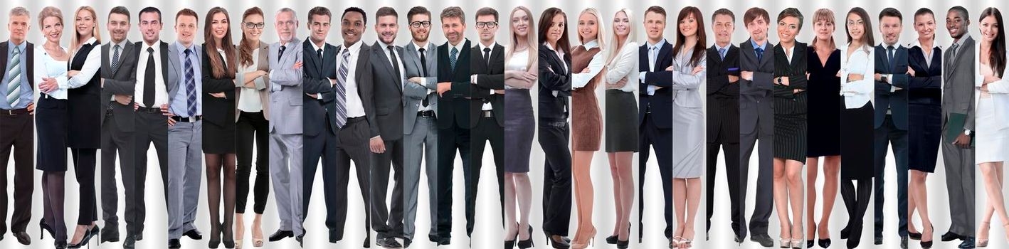panoramic collage of groups of successful employees. the concept of teamwork